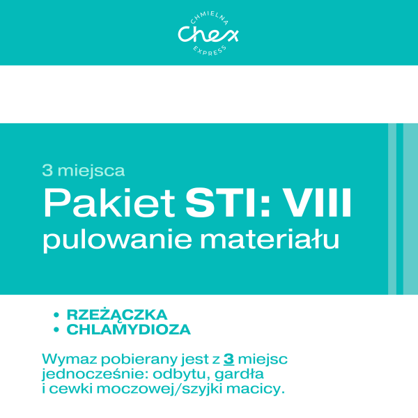 PAKIET STI  VIII (rzeżączka + chlamydia met. PCR: wymaz z 3 miejsc)