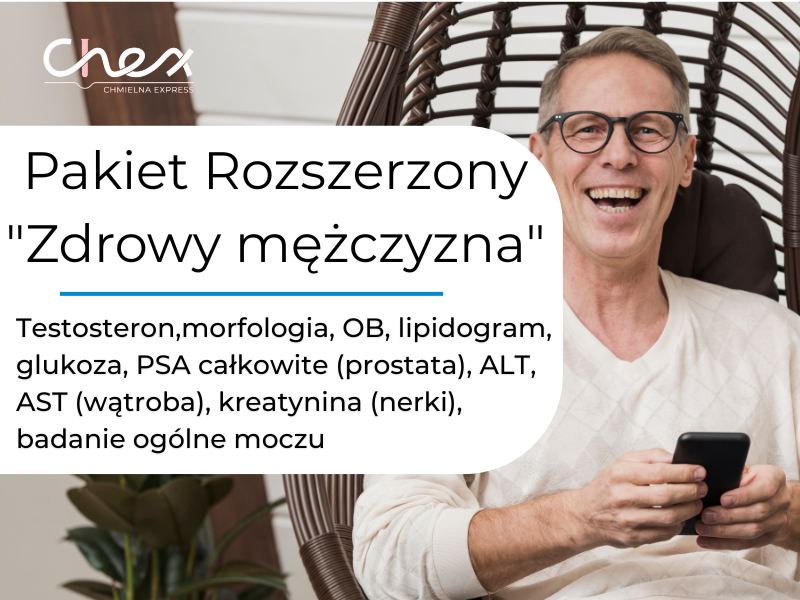 Testosteron,morfologia, OB, lipidogram, glukoza, PSA całkowite (prostata), ALT, AST (wątroba), kreatynina (nerki), badanie ogólne moczu