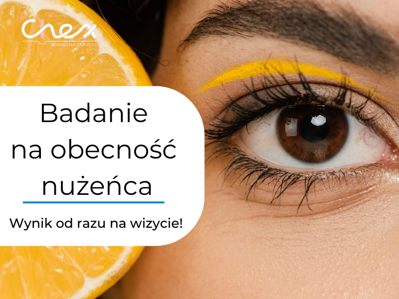 Badanie na obecność nużeńca. Pobranie wymazu ze skóry twarzy, rzęs, powiek i zbadaniu próbki pod mikroskopem